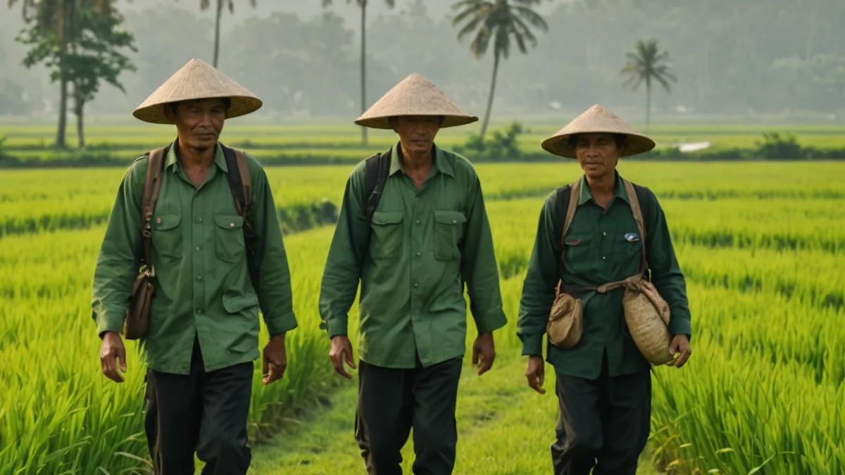 Elevarm founders in a West Java rice paddy during early field research