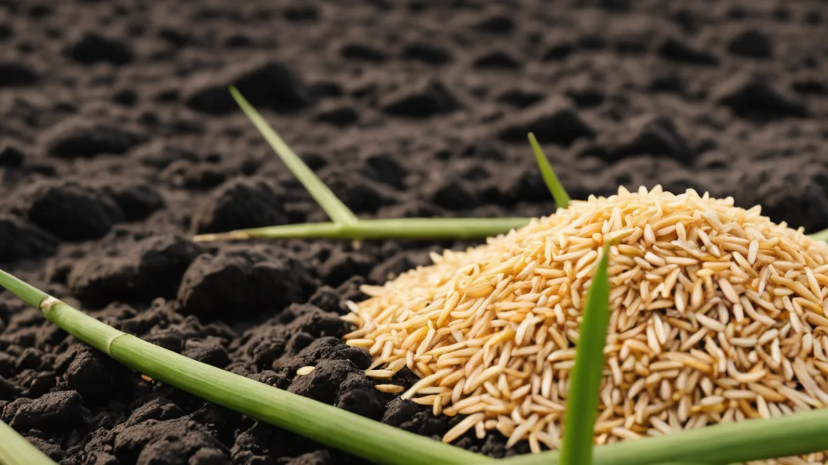 Farmer applying fertilizer precisely to rice plants
